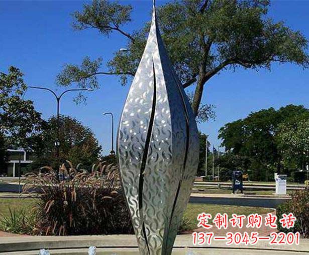 长春不锈钢花骨朵喷泉雕塑精致细节展现精美艺术