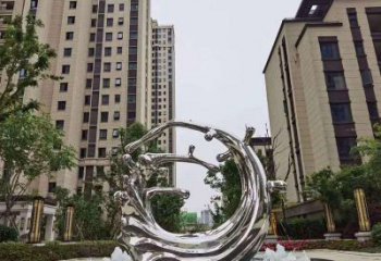 长春不锈钢海浪喷泉雕塑精美雕刻，灿烂绚烂