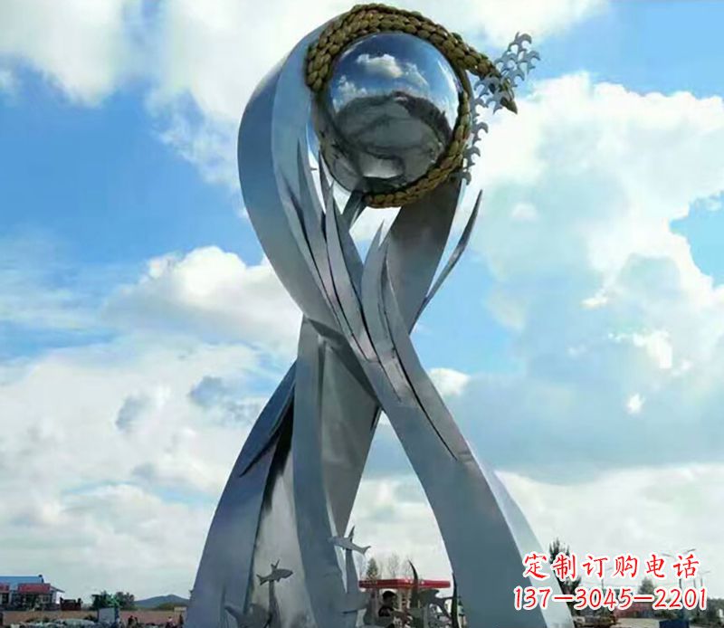 长春传递和平美好的不锈钢环球雕塑
