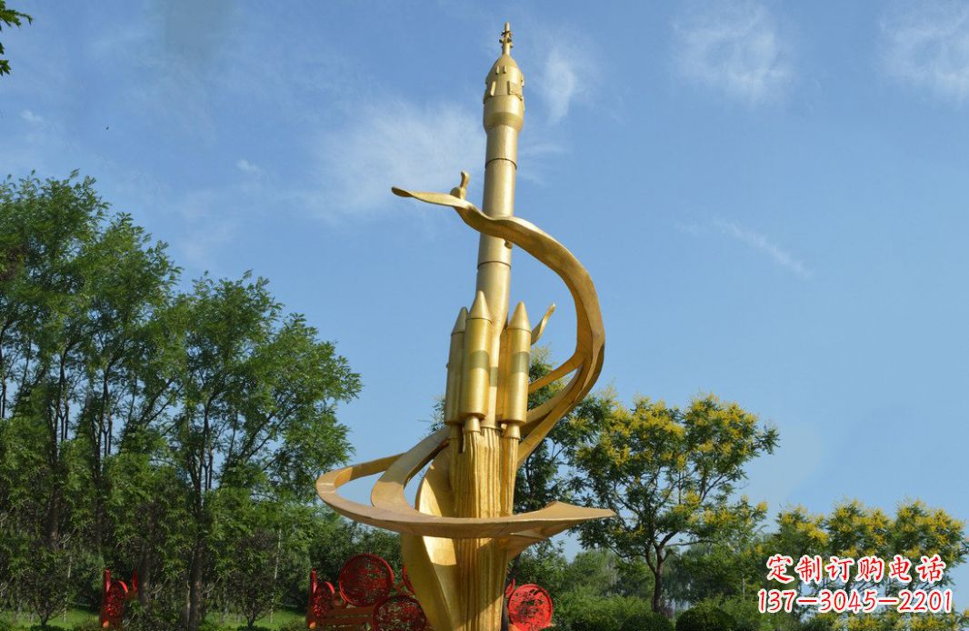 长春火箭飞向蓝天不锈钢火箭广场景观雕塑