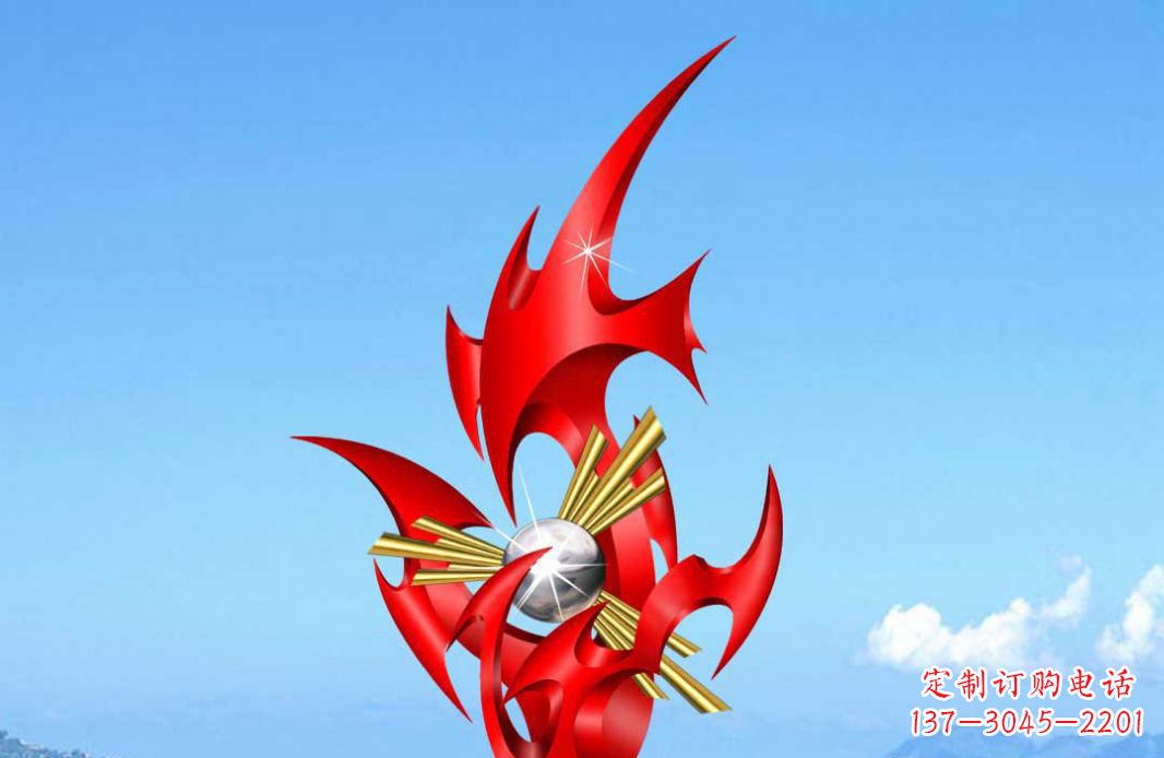 长春不锈钢火苗抽象景观雕塑给城市添彩