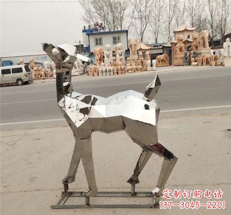 长春不锈钢几何小鹿雕塑精美艺术品