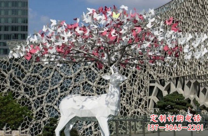 长春不锈钢几何小鹿雕塑精致之美