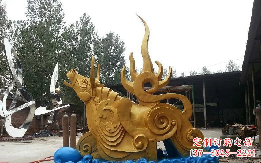 长春不锈钢金牛卧波雕塑——传承文化的艺术瑰宝