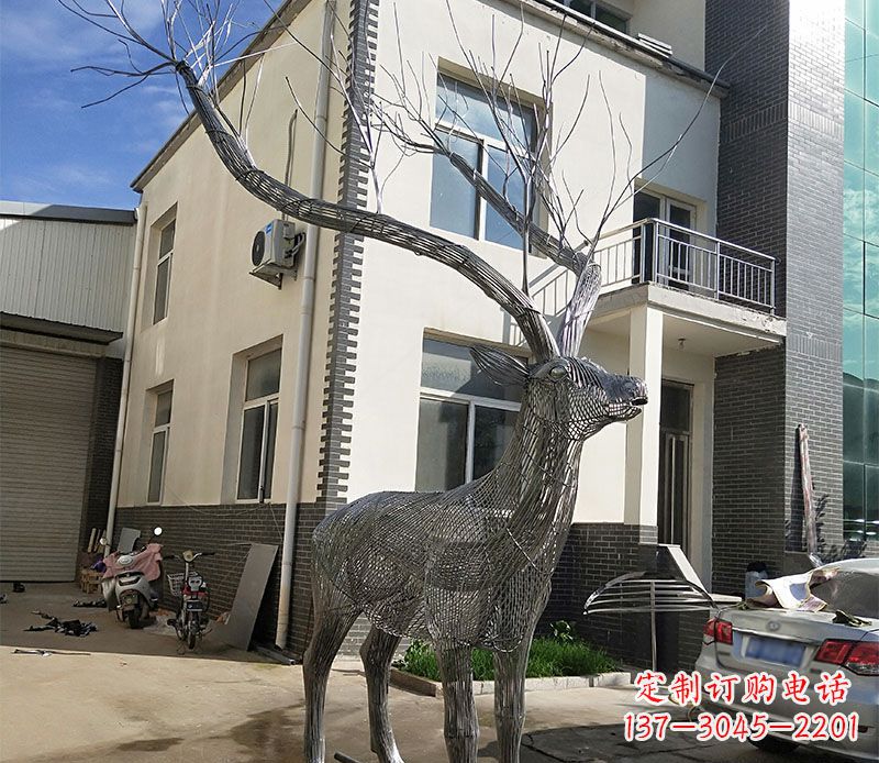 长春不锈钢景观梅花鹿雕塑美丽的艺术精品
