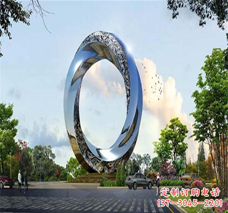 长春不锈钢圆环雕塑美丽的空间装饰