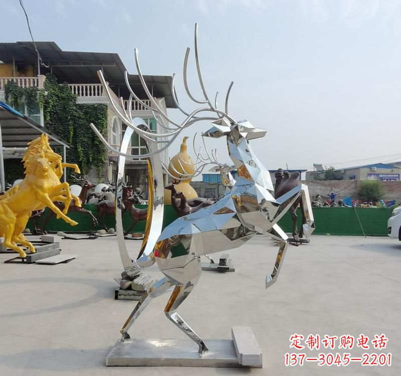 长春精美不锈钢镜面动物鹿雕塑