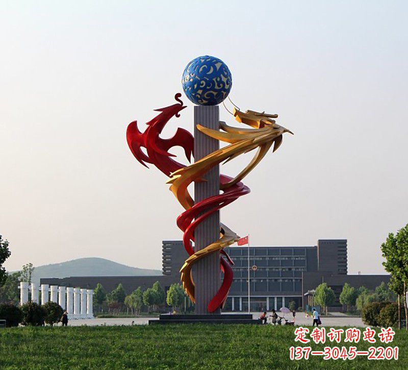 长春不锈钢龙凤雕塑神秘而又神奇