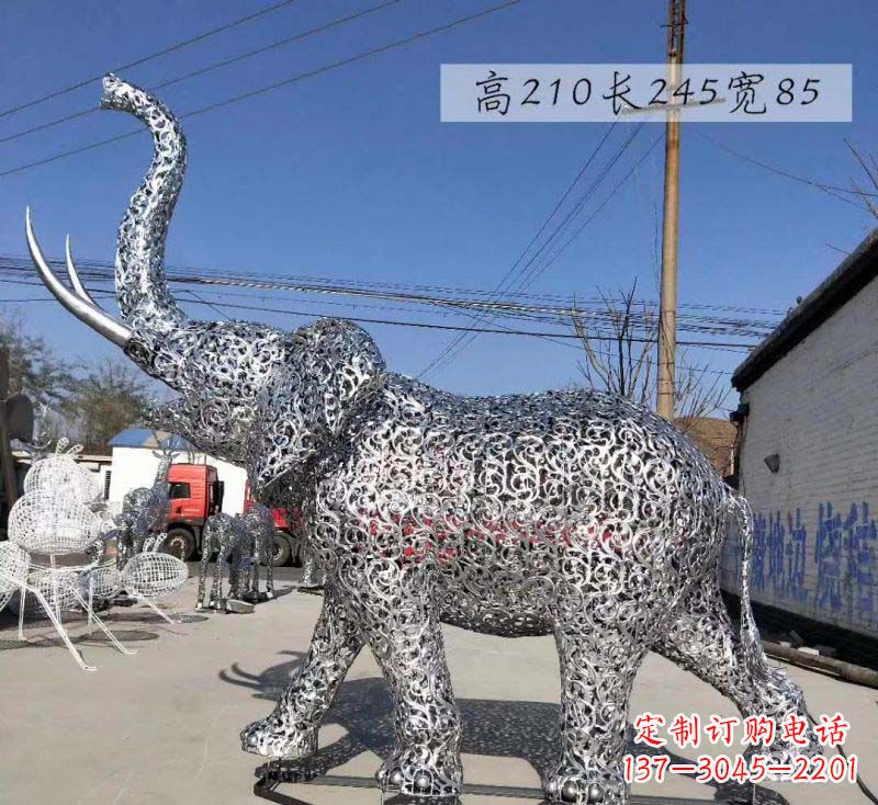 长春不锈钢镂空大象雕塑精美绝伦的艺术品