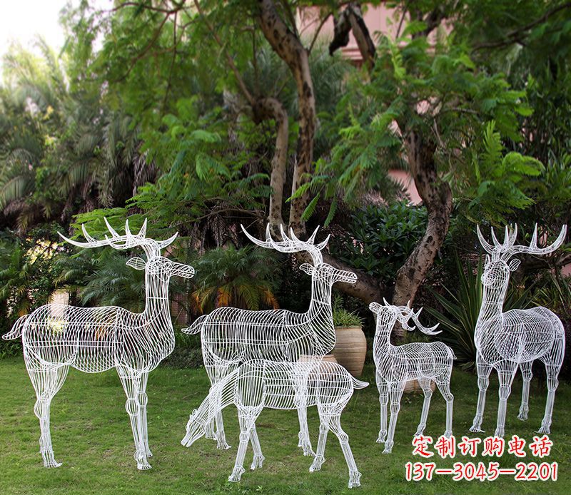 长春精美的不锈钢镂空梅花鹿雕塑