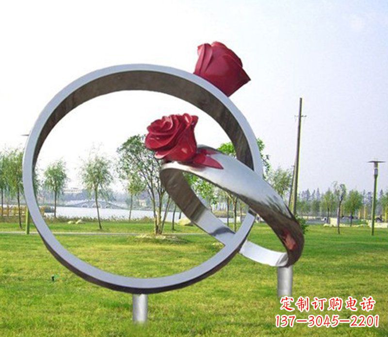 长春不锈钢玫瑰戒指雕塑