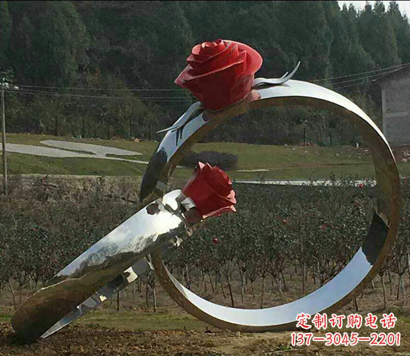 长春不锈钢玫瑰雕塑精美的艺术珍品