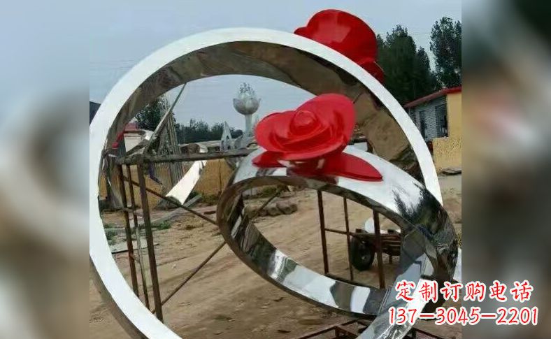 长春不锈钢玫瑰花戒指雕塑