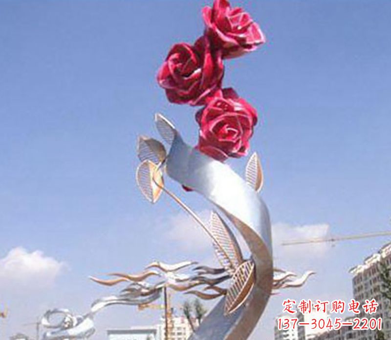 长春不锈钢玫瑰雕塑精美的艺术品