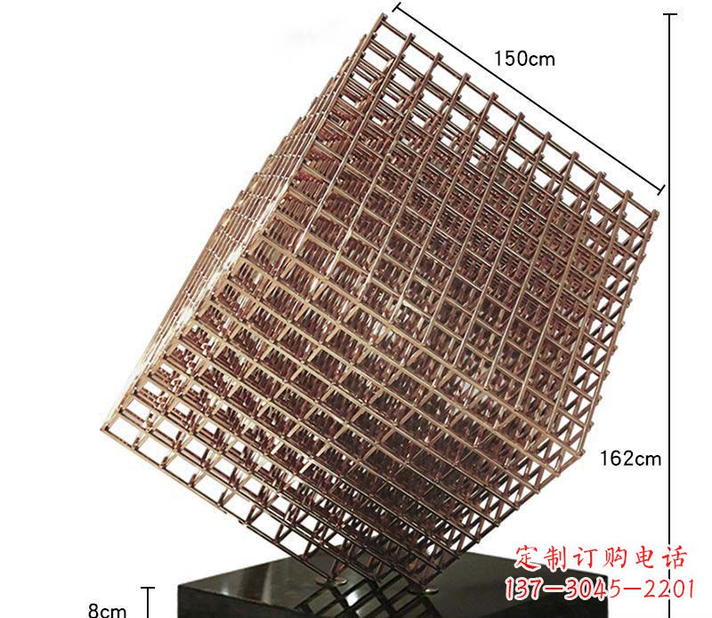 长春玫瑰金色几何雕塑