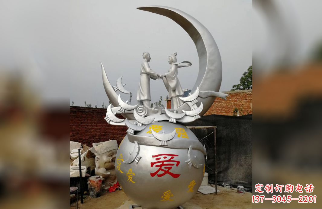 长春不锈钢牛郎织女雕塑爱情永存