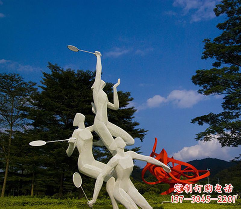 长春不锈钢羽毛球雕塑精美线条展现体育热情