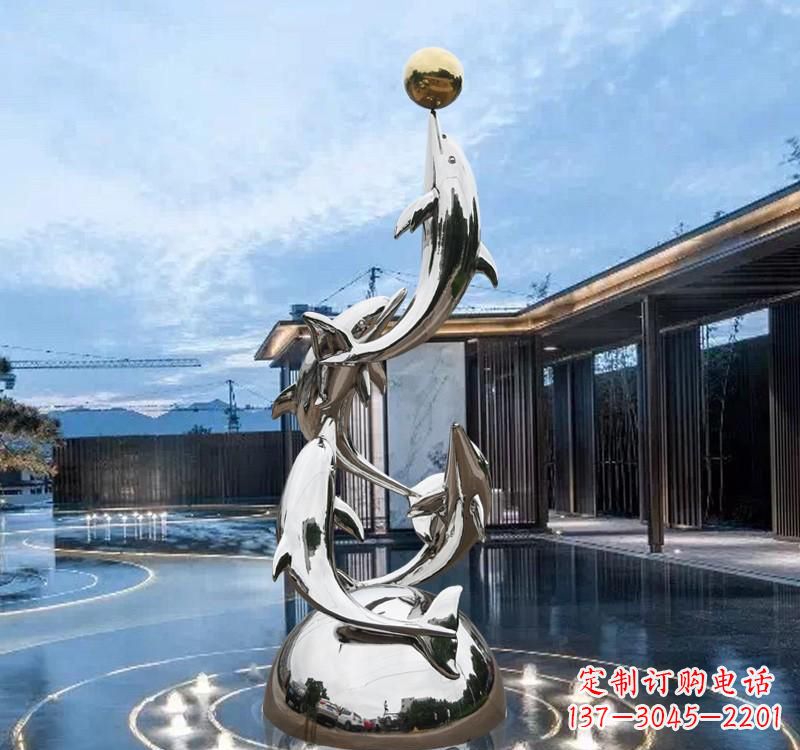 长春海豚的优雅身姿——不锈钢水景雕塑
