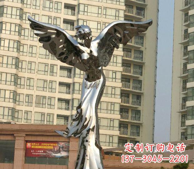 长春不锈钢天使雕塑传递温暖的祝福