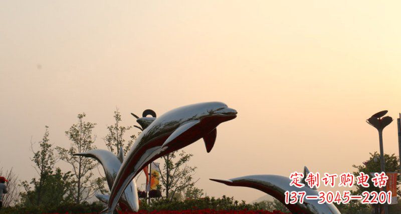 长春不锈钢海豚雕塑跳跃的美丽