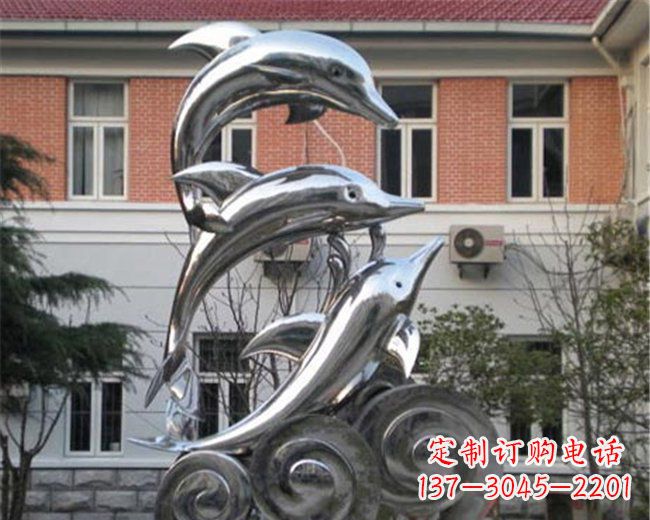 长春不锈钢海豚雕塑跳跃的海洋精灵