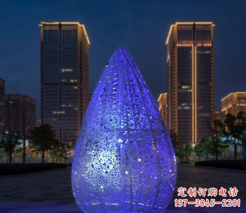 长春不锈钢小区照明美轮美奂的水滴雕塑