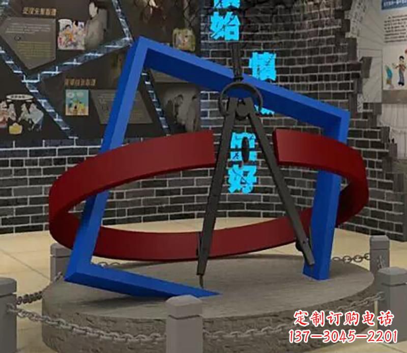 长春不锈钢圆规雕塑实现景观美化的艺术之作