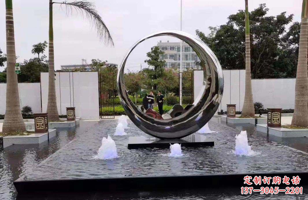 长春圆环景观喷泉雕塑视觉与声音的完美结合