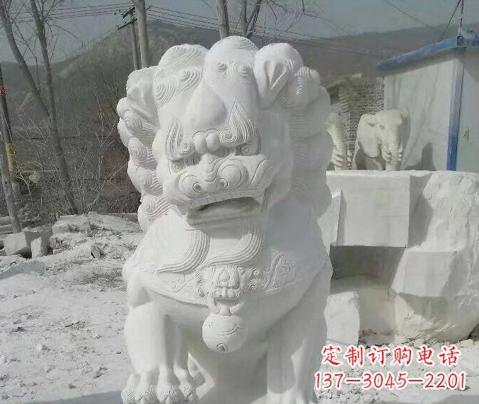 长春狮子雕塑踩绣球石狮子寺庙的独特景观