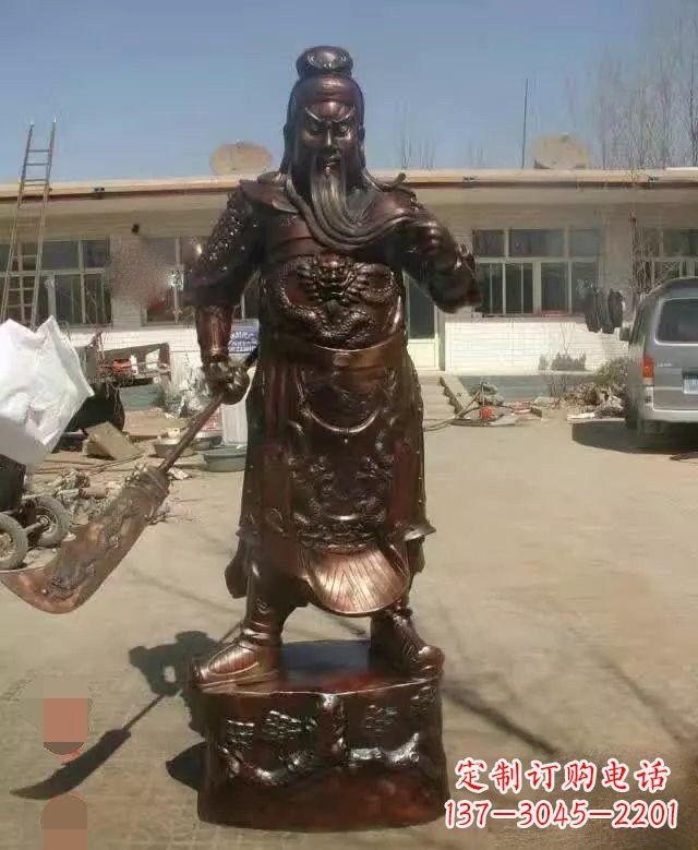 长春持刀关公铜雕