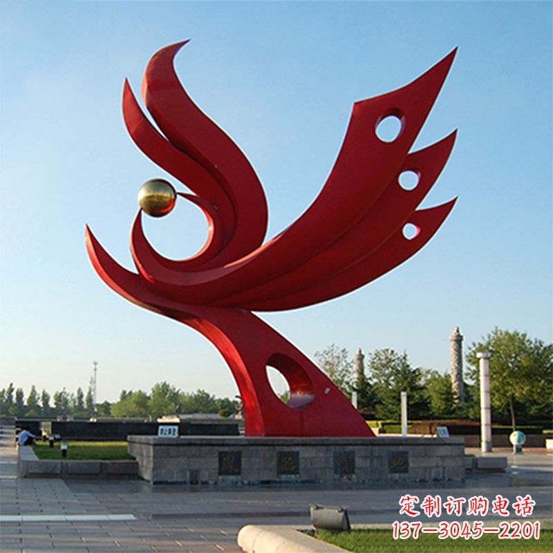 长春精美凤凰雕塑点缀公园园林景观