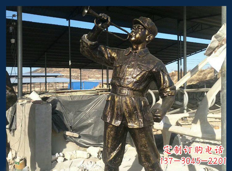 长春冲锋号雕塑永远记住八路军