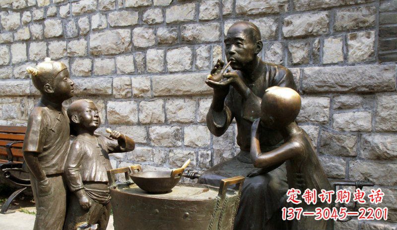 长春吹糖人街头景观铜雕