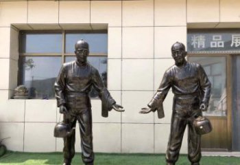 长春茶馆民俗店小二铜雕