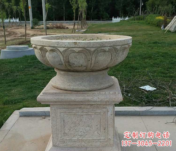 长春大理石花盆石雕