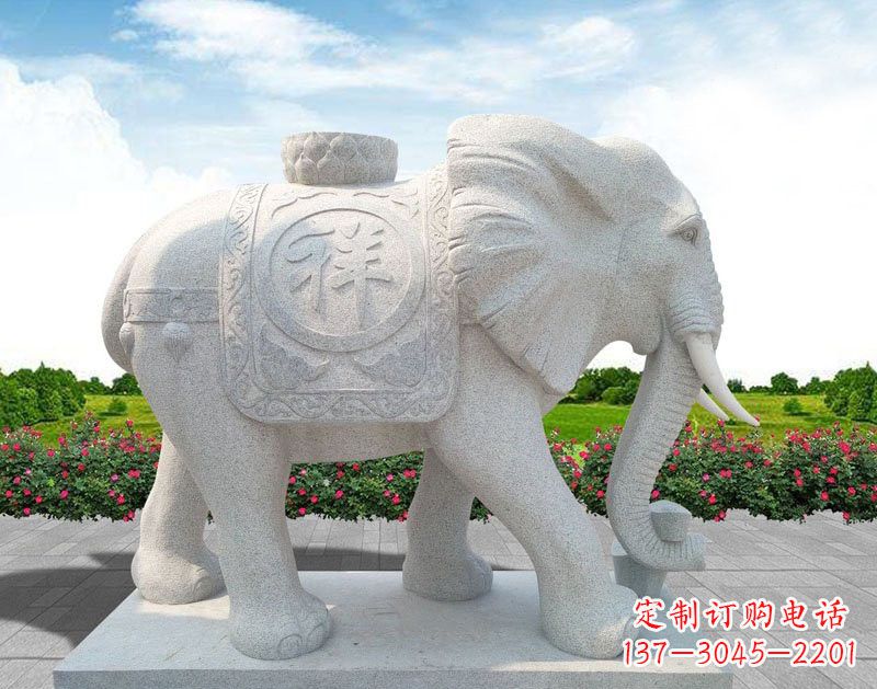 长春精美大理石大象雕塑