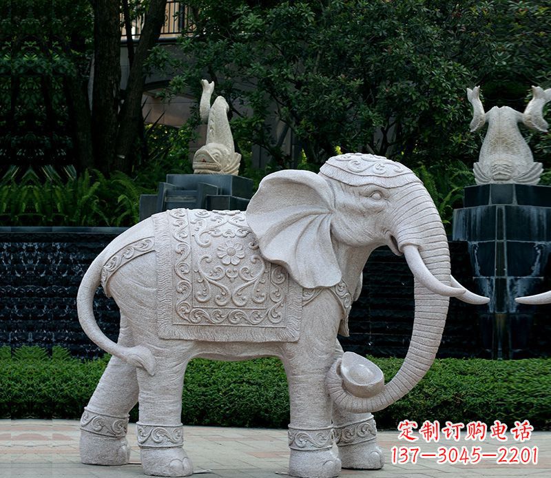 长春以大理石为材料的完美大象雕塑