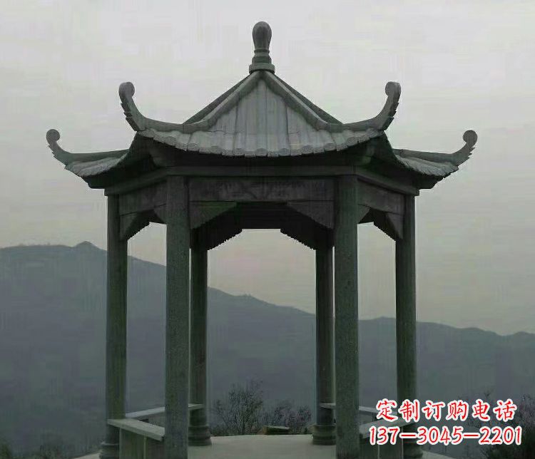 长春考究工艺,奢华大理石六角凉亭雕塑