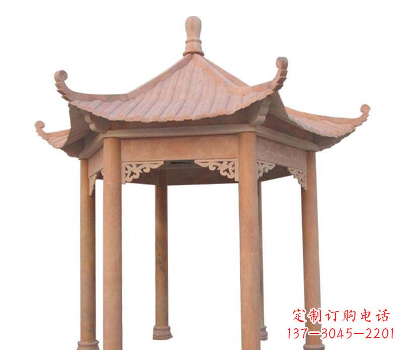 长春大理石六角凉亭雕塑