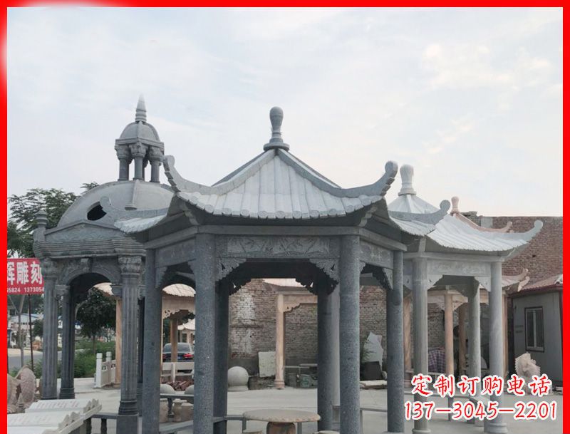 长春六角凉亭石雕