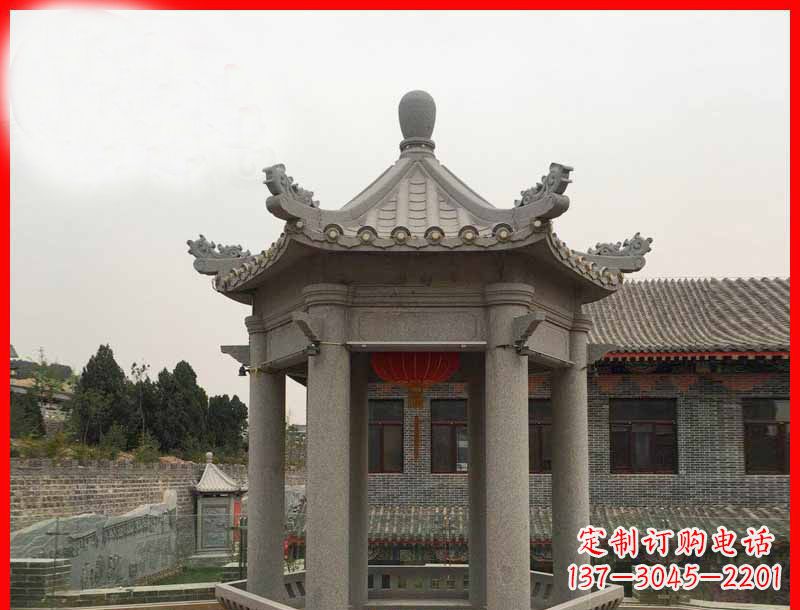 长春大理石六角凉亭石雕
