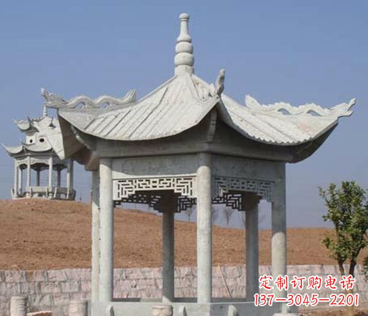 长春精美大理石六角凉亭石雕