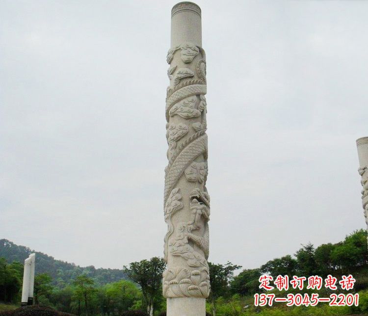 长春大理石盘龙柱雕塑