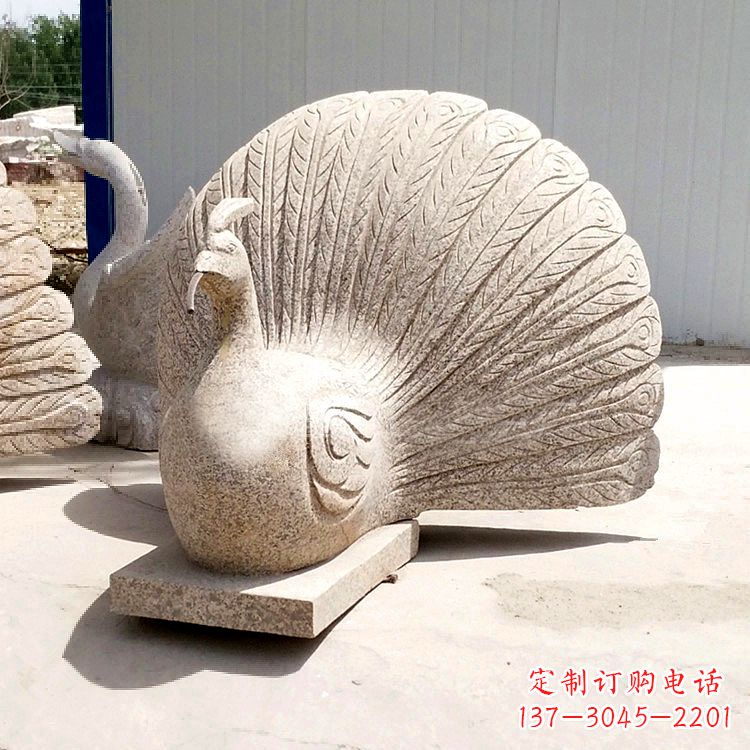 长春大理石喷水孔雀雕塑