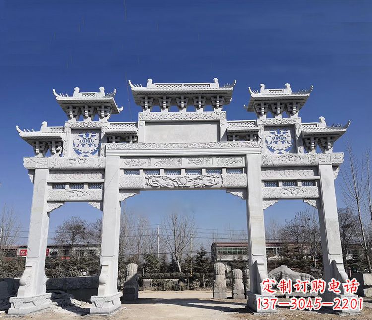 长春特色大理石牌坊石雕