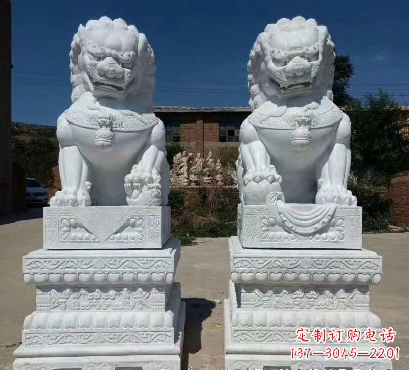 长春大理石狮子石雕,雕塑定制精美狮子