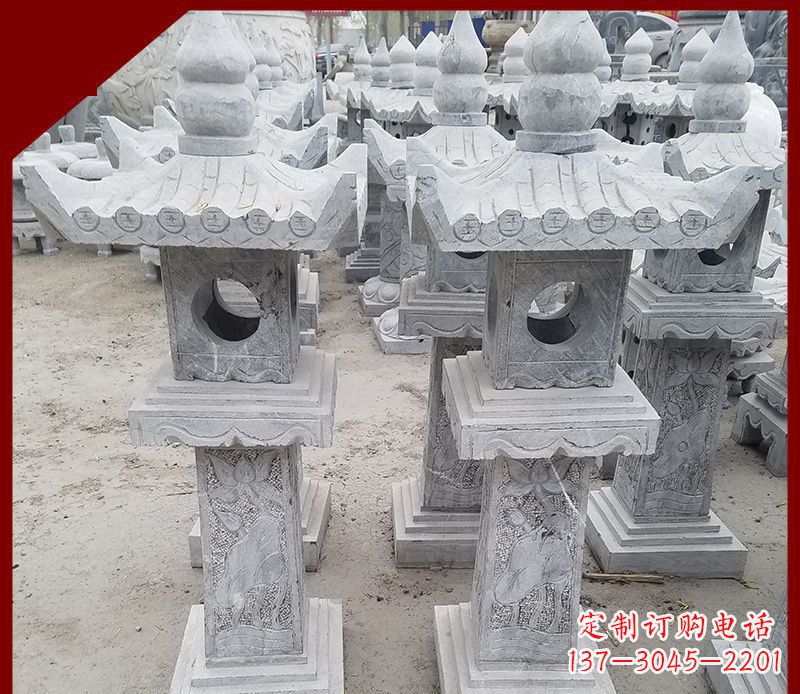 长春精美大理石石灯笼雕塑