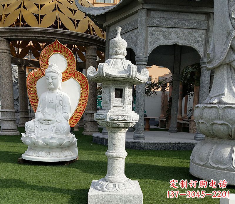 长春独特的大理石石灯笼寺庙石雕