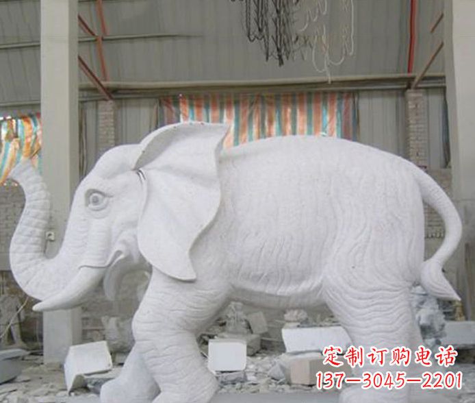 长春象征财富的大理石招财大象雕塑