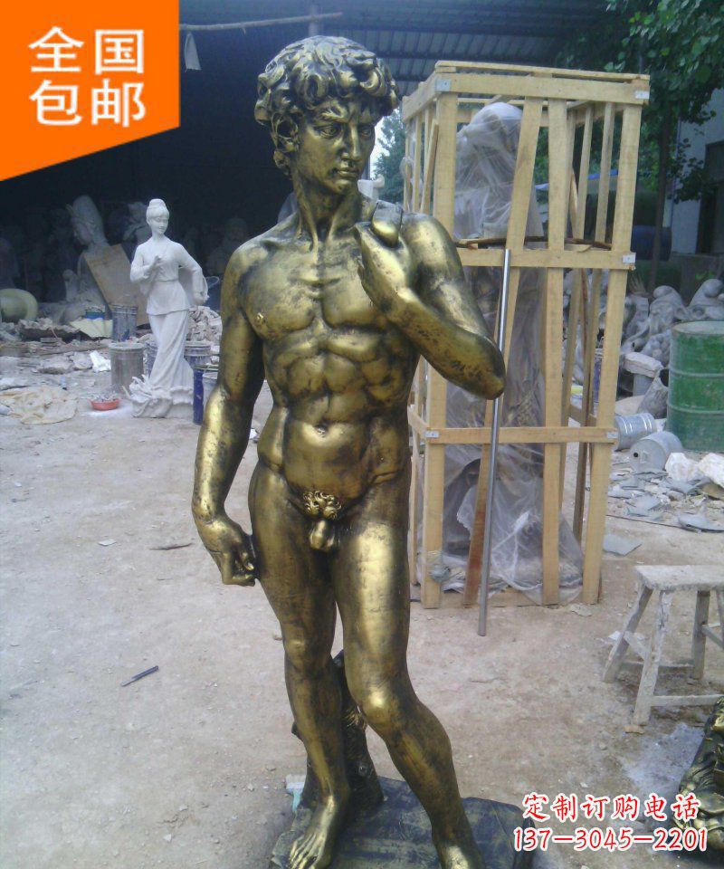 长春大卫玻璃钢仿铜西方人物雕塑
